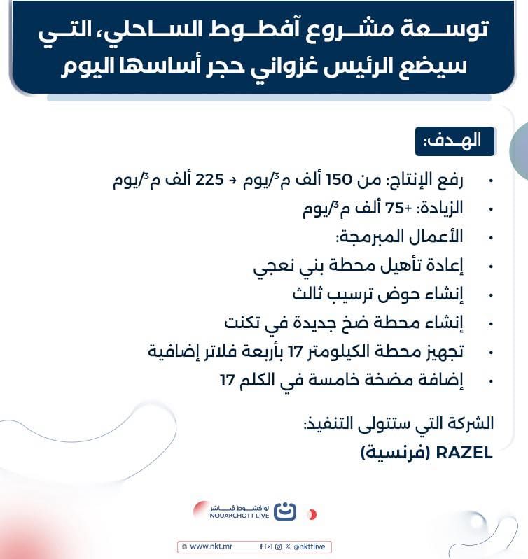 توسعة مشروع آفطوط الساحلي التي سيضع الرئيس غزواني حجر أساسها اليوم