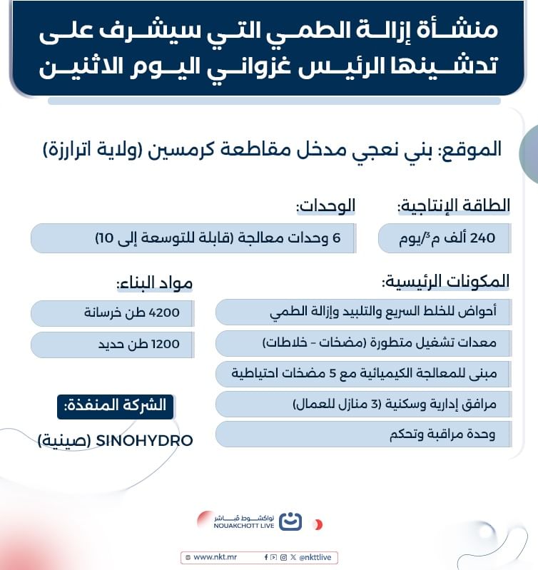 منشأة إزالة الطمي التي أشرف على تدشينها الرئيس غزواني